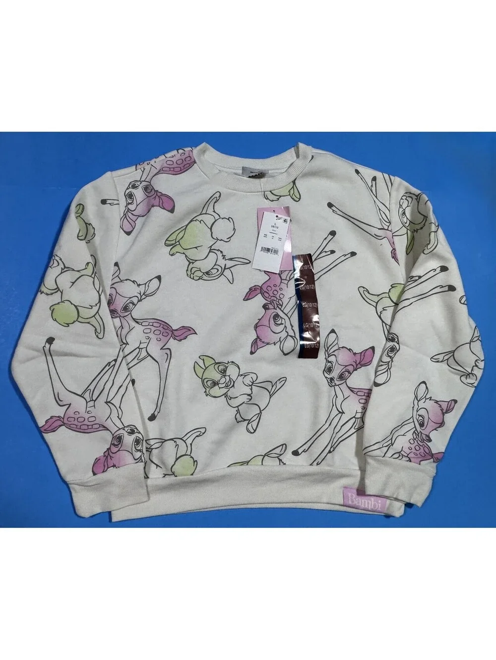 Disney Bambi & Thumper Sweatshirt Fleece Kids Girls Large 10/12 NWT